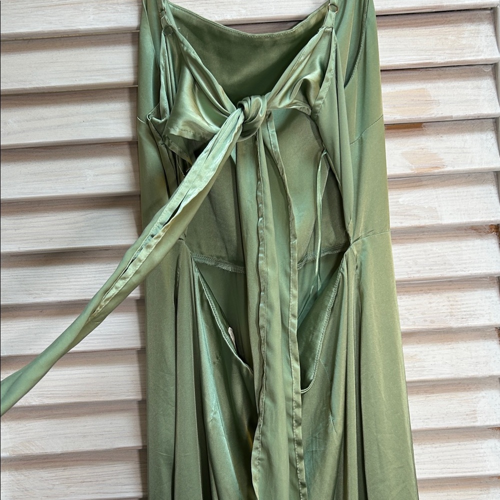 12th Tribe Asymmetrical Sage Fringe Dress - Picture 7 of 8